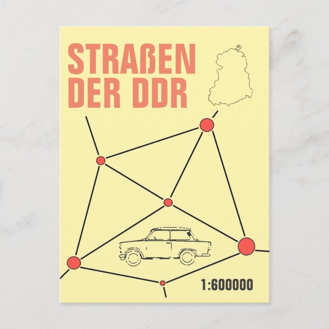 Autokartendesign im DDR Stil Postkarte (Vorderseite)