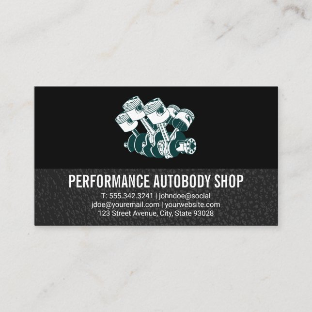 Autokörper | Leistung | Piston Car Motor Visitenkarte (Vorderseite)