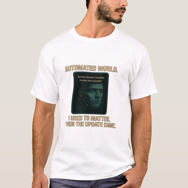 Automated World – AI Update Glitchcore T-Shirt (Vorderseite)