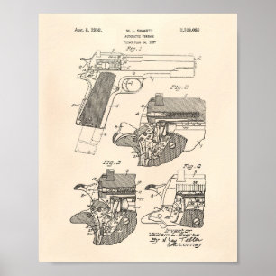 Automatische Schusswaffe 1939 Patentkunst Alte Pep Poster