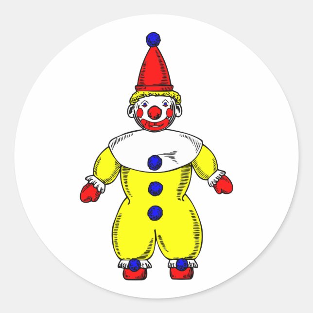 Automatischer Clown-Cartoon Johnny Runder Aufkleber (Vorderseite)