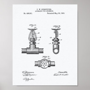 Automatischer Feuersprinkler 1893 Patent - Weißbuc Poster