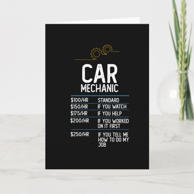 Automechanik Werkstatt lustiges Geschenk Geschenk  Karte (Vorderseite)