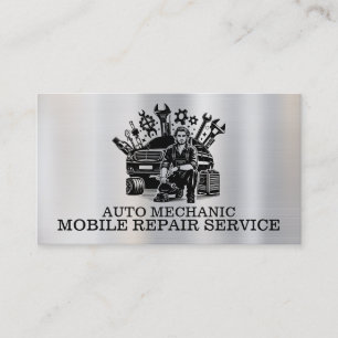 Automechaniker-Automobilreparatur-Metall-Kontakt Visitenkarte
