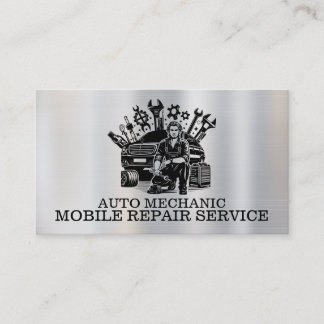 Automechaniker-Automobilreparatur-Metall-Kontakt Visitenkarte