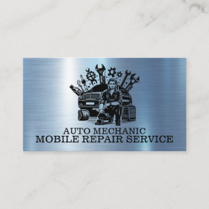 Automechaniker-Automobilreparatur-Metall-Kontakt Visitenkarte