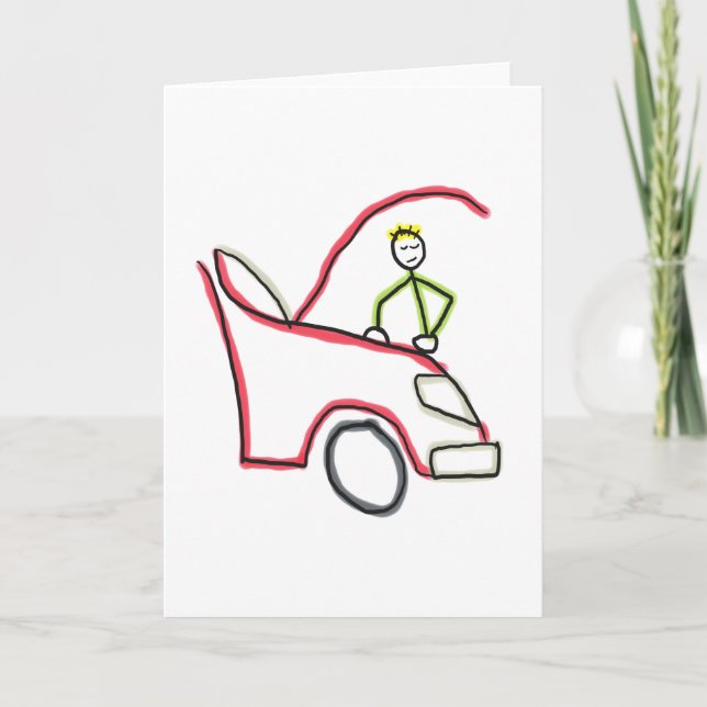 Automechaniker Stickman Karte (Vorderseite)