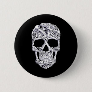 Automechaniker-Werkzeuge Totenkopf Garage Hallowee Button