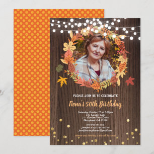 Automne 50e anniversaire photo invitation wreath b
