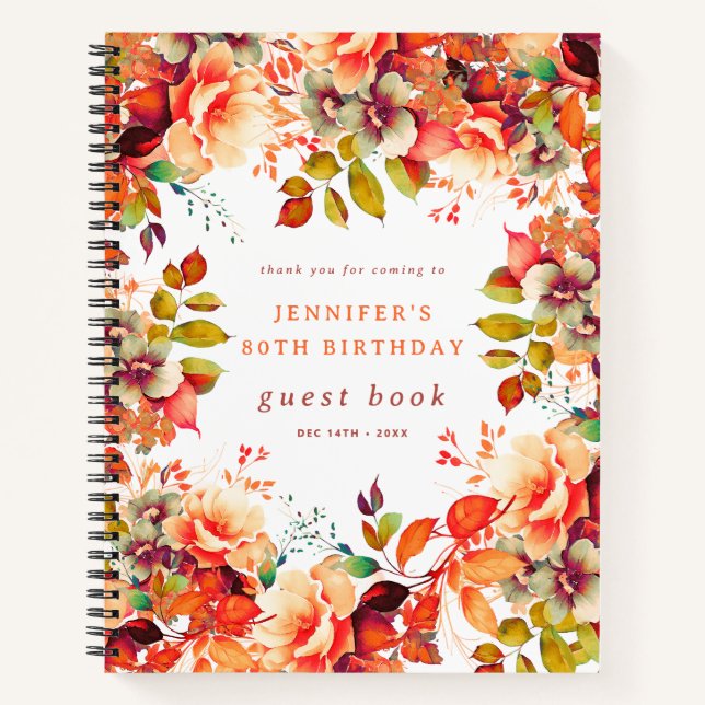 Automne Aquarelle Florale 80e Anniversaire Livre d (Devant)