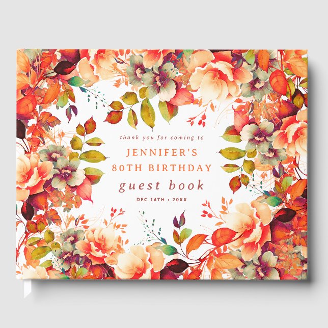 Automne Aquarelle Florale 80e Anniversaire Livre d (Recto)