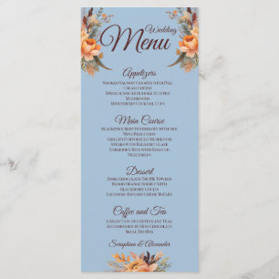 Automne Aquarelle Rustique Floral Mariage Menu