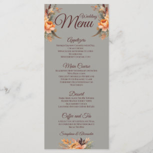 Automne Aquarelle Rustique Floral Mariage Menu