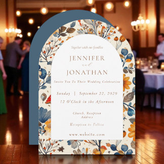 Automne Automne Bleu Faire-part de mariage saisonn