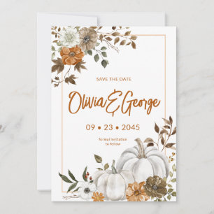 Automne Automne Citrouille Floral Frame Invitation