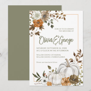 Automne Automne Citrouille Floral Frame Invitation