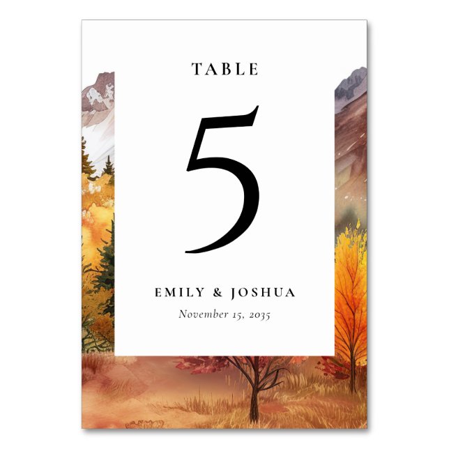 Automne Automne Élégante Carte de table de mariage (Par défaut)