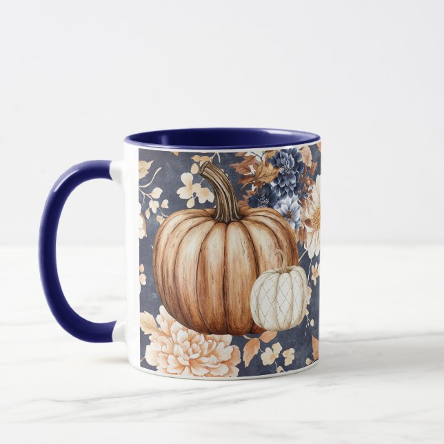 Automne Automne Floral Citrouille Mug (Gauche)
