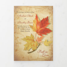 Automne Automne Maples Mariage Feuille Programme T