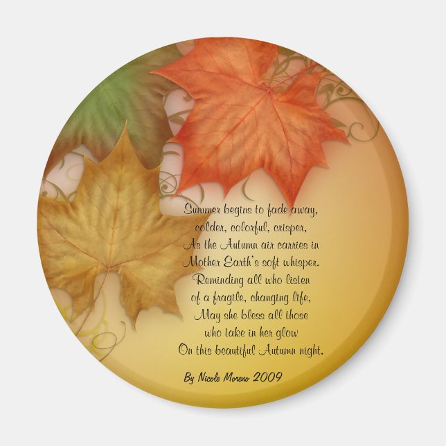 Automne automne poésie originale Magnet (Devant)