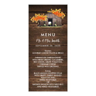 Automne Automne Rustique Barne Mariage Menu Card