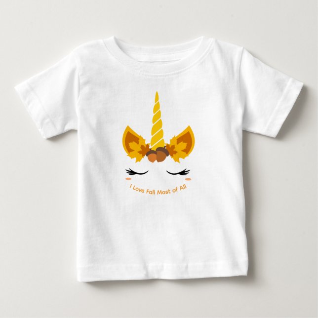 Automne Automne Unicorn Baby Girl T-shirt ou carro (Devant)