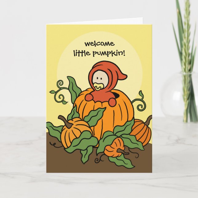 Automne Bienvenue Petit Citrouille Nouvelle carte  (Devant)