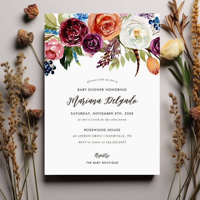 Automne Boho Blooms Baby shower Invitation (Créateur téléchargé)