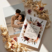 Automne Boho Floral Enregistrer la date Carte phot