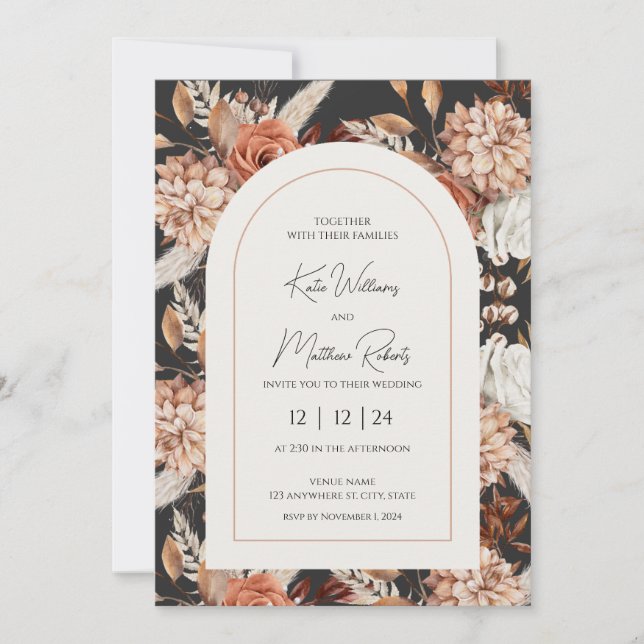 Automne Boho Rustique Faire-part de mariage (Devant)