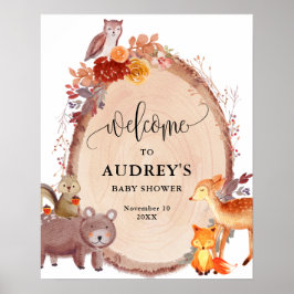Automne Bois Animaux Baby shower Affiche de bienve