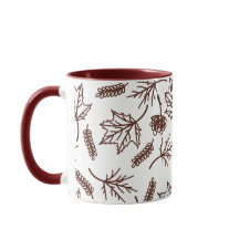 Automne Brown Feuille Outline Mugs Deux Tons