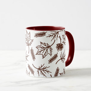 Automne Brown Feuille Outline Mugs Deux Tons