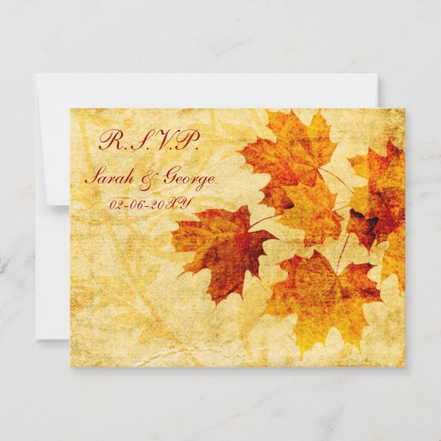 automne brun mariage cartes rsvp (Devant)
