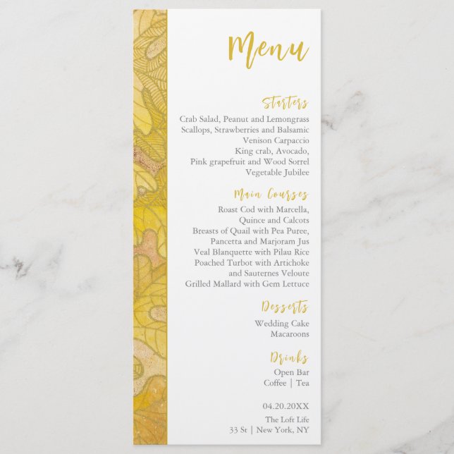 Automne Chêne Feuille Menu Mariage (Devant)