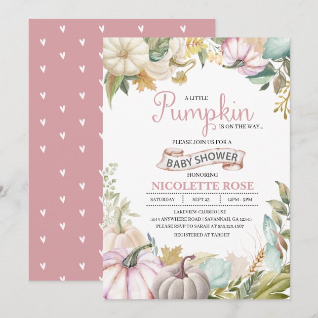 Automne Citrouille Automne Baby shower Invitation  (Devant / Derrière)