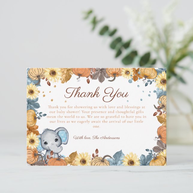 Automne Citrouille Baby shower Merci  (Debout devant)