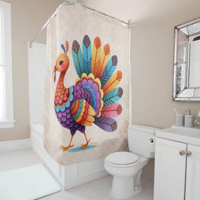 Automne Citrouille Rideau de douche (En situation)