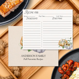 Automne Citrouille Sunflower Cotton Recette Carte 