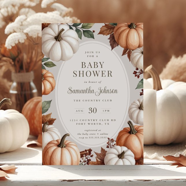 Automne Cosy Baby shower Citrouille Invitation (Créateur téléchargé)