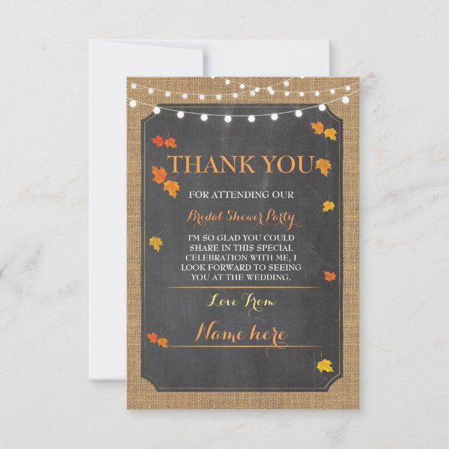 Automne de cartes de Merci en partie de Fête de la (Devant)
