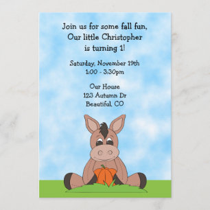 Automne Donkey 1er anniversaire Invitation