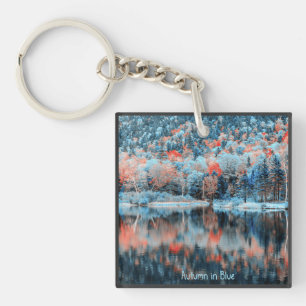 Automne en Porte - clé acrylique bleu