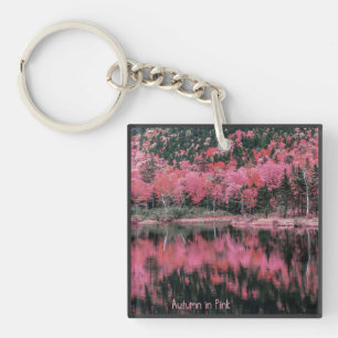 Automne en Porte - clé acrylique rose