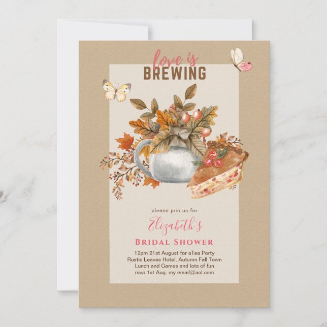 Automne Fête des mariées Tea Party Invitations (Devant)