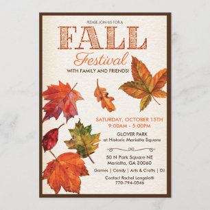 Automne Fête des récoltes Invitation Feuille