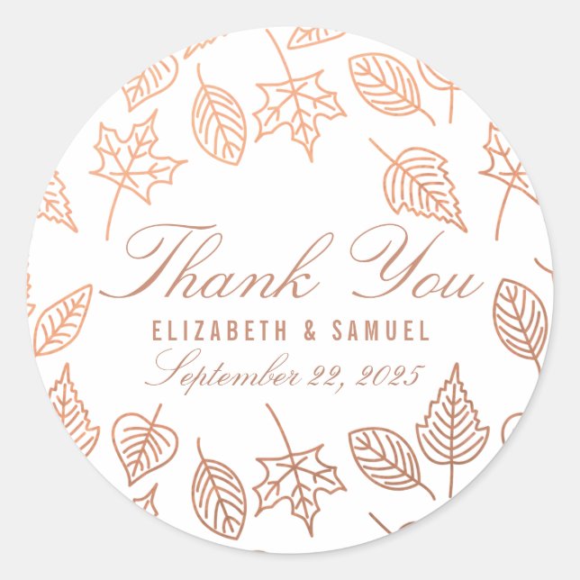 Automne Feuille Cuivre Merci Favoriser Sticker (Devant)