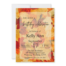 Automne Feuilles Anniversaire Invitation