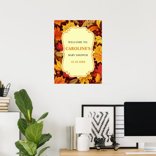 Automne Feuilles Baby shower Affiche de bienvenue (Bureau à domicile)