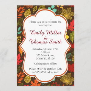 Automne Feuilles Mariage Fête Invitation